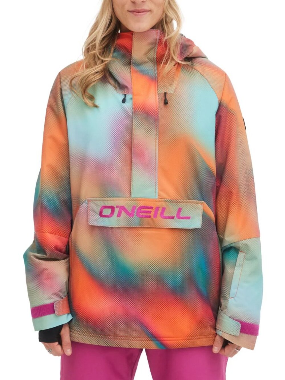 NWT O'Neill Bright Coral and Teal Anorak Snowboarding Jacket